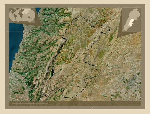 ベカア レバノンの知事 高解像度衛星地図 コーナー補助位置図 — ストック写真