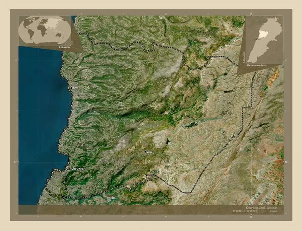 Keserwan Jbeil Governadoria Líbano Mapa Satélite Alta Resolução Locais Nomes — Fotografia de Stock