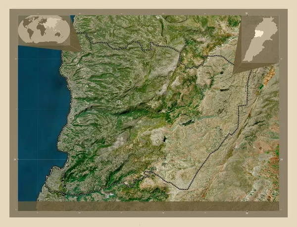 Keserwan Jbeil Κυβερνήτης Του Λιβάνου Υψηλής Ανάλυσης Δορυφορικός Χάρτης Γωνιακοί — Φωτογραφία Αρχείου