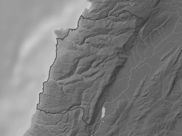 Hora Libanon Guvernér Libanonu Výškové Mapy Stupních Šedi Jezery Řekami — Stock fotografie