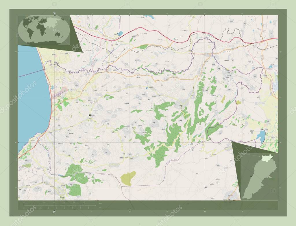 Akkar, provincia del Líbano. Open Street Map. Ubicaciones de las