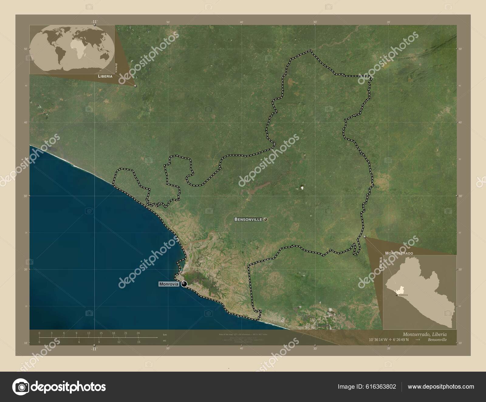 Montserrado County Liberia High Resolution Satellite Map Locations