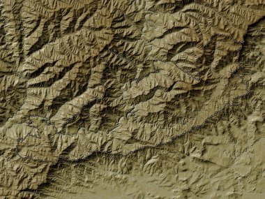 Qacha 's Nek, Lesotho bölgesi. Yükseklik haritası göller ve nehirlerle wiki stilinde renklendirilmiştir