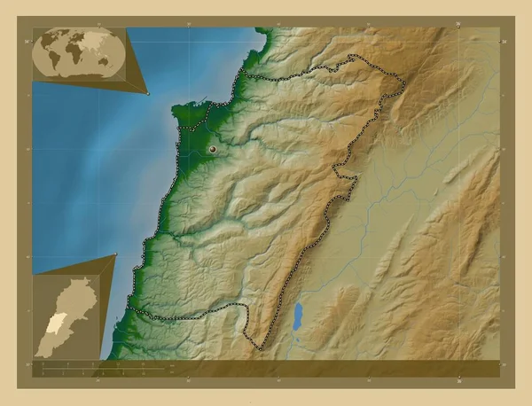 Monte Líbano Governadoria Líbano Mapa Elevação Colorido Com Lagos Rios — Fotografia de Stock