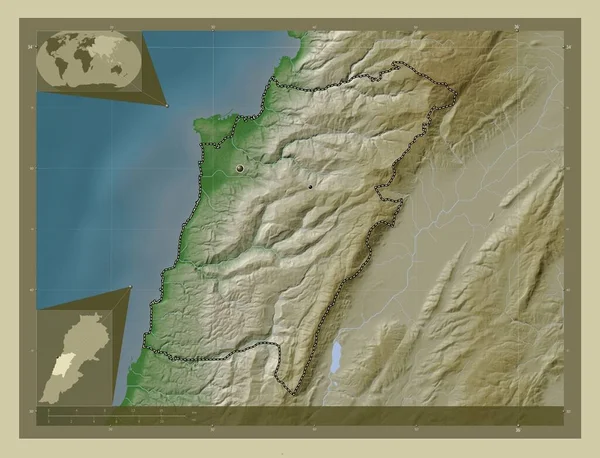 Monte Líbano Governadoria Líbano Mapa Elevação Colorido Estilo Wiki Com — Fotografia de Stock
