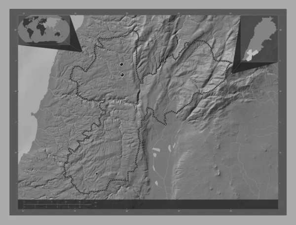 Набатія Губернія Лівану Білевелівська Карта Висот Озерами Річками Розташування Великих — стокове фото