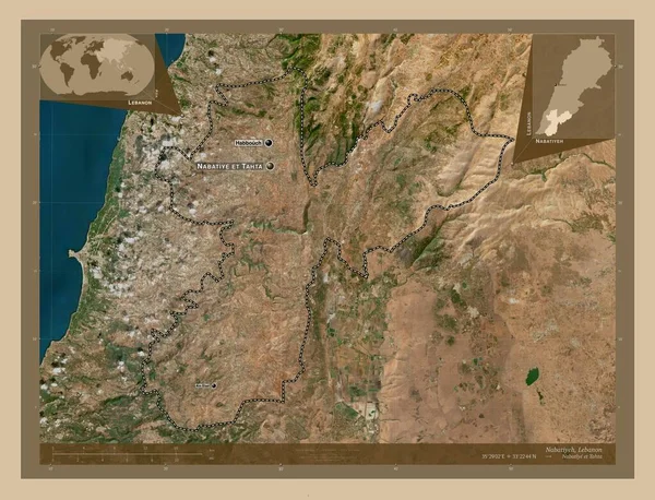 Nabatiyeh Libanon Kormányzója Kis Felbontású Műholdas Térkép Régió Nagyvárosainak Elhelyezkedése — Stock Fotó