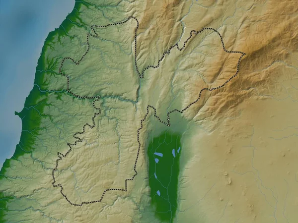 Nabatiyeh Libanons Guvernör Färgad Höjdkarta Med Sjöar Och Floder — Stockfoto
