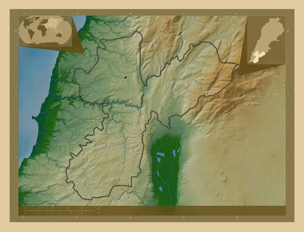 Nabatiyeh Governadoria Líbano Mapa Elevação Colorido Com Lagos Rios Mapa — Fotografia de Stock