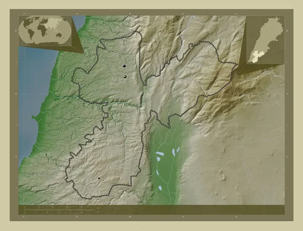 Nabatiyeh Guvernér Libanonu Zdvihová Mapa Zbarvená Stylu Wiki Jezery Řekami — Stock fotografie