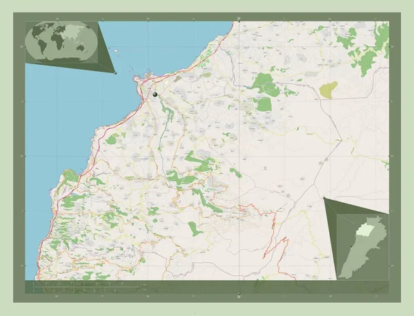 Norte Governadoria Líbano Abrir Mapa Rua Mapa Localização Auxiliar Canto — Fotografia de Stock