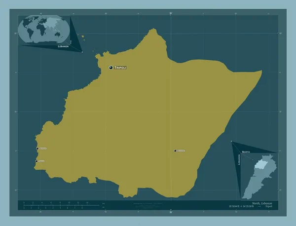 Norte Provincia Del Líbano Forma Color Sólido Ubicaciones Nombres Las — Foto de Stock