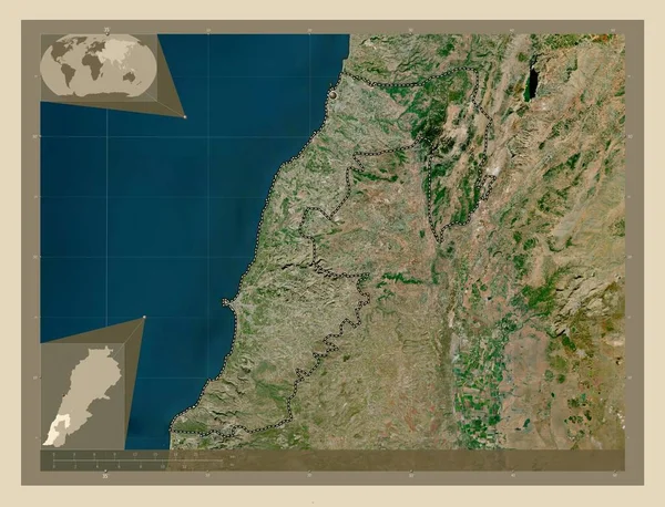 Провинция Ливан Спутниковая Карта Высокого Разрешения Вспомогательные Карты Расположения Углов — стоковое фото