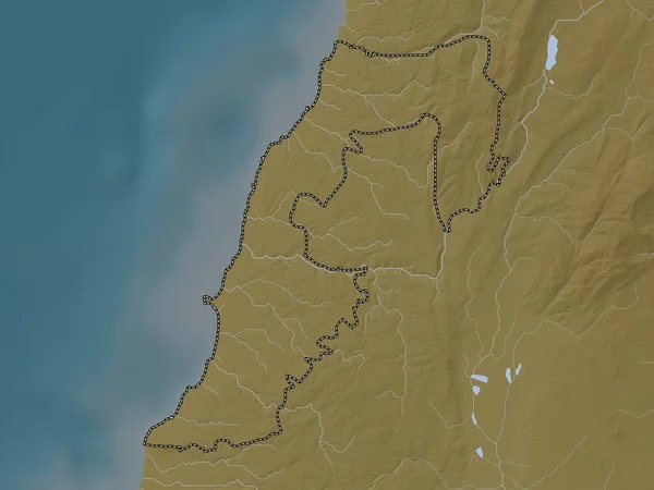 Zuidelijk Gouvernement Van Libanon Hoogtekaart Gekleurd Wiki Stijl Met Meren — Stockfoto