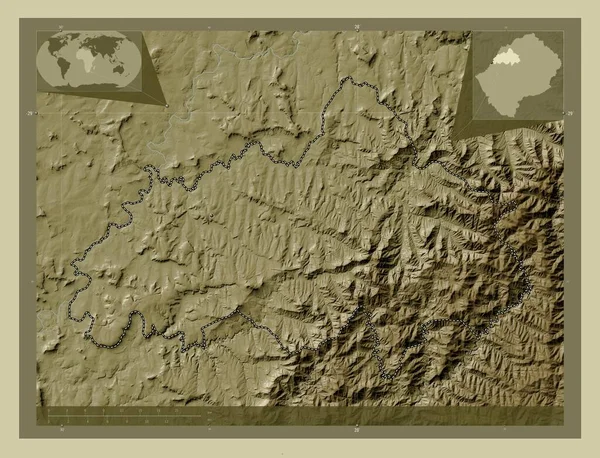 Berea Dzielnica Lesotho Mapa Wzniesień Kolorowa Stylu Wiki Jeziorami Rzekami — Zdjęcie stockowe