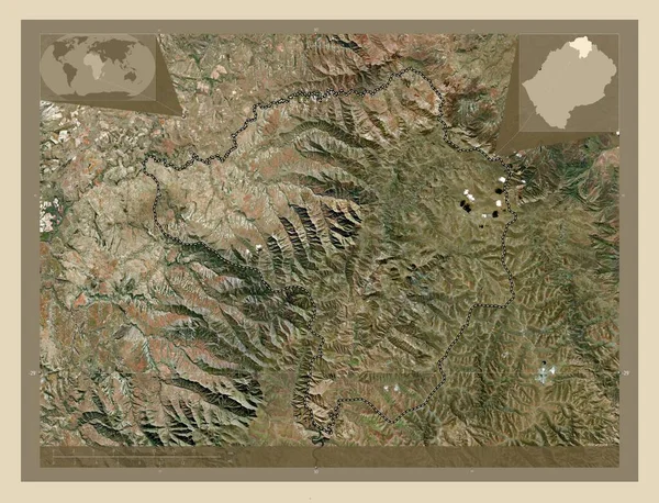 Butha Buthe Distrito Lesotho Mapa Satelital Alta Resolución Ubicaciones Las — Foto de Stock