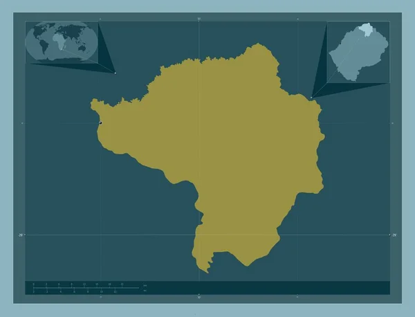 Butha Buthe Περιφέρεια Lesotho Ατόφιο Χρώμα Γωνιακοί Χάρτες Βοηθητικής Θέσης — Φωτογραφία Αρχείου