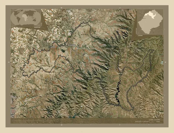 Leribe Distretto Del Lesotho Mappa Satellitare Alta Risoluzione Località Nomi — Foto Stock