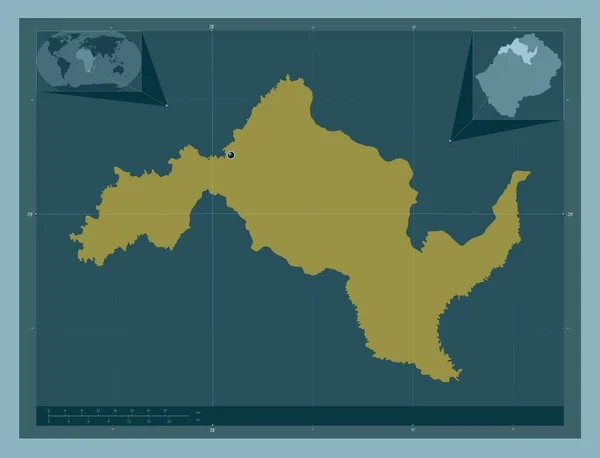 Leribe Lesotho Bölgesi Katı Renk Şekli Köşedeki Yedek Konum Haritaları — Stok fotoğraf