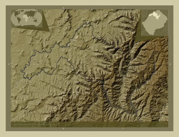 Leribe Dzielnica Lesotho Mapa Wzniesień Kolorowa Stylu Wiki Jeziorami Rzekami — Zdjęcie stockowe