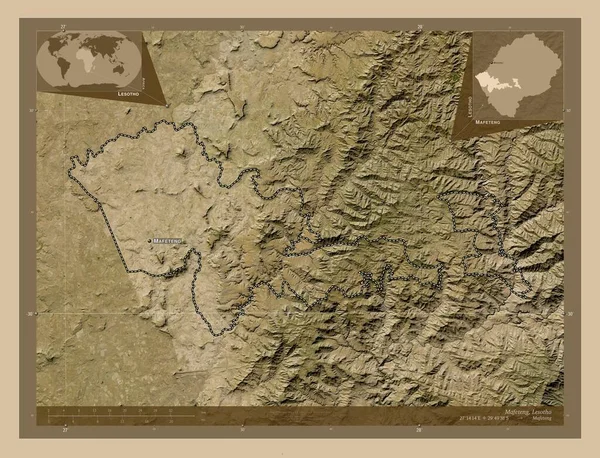 Mafeteng Kreis Lesotho Satellitenkarte Mit Niedriger Auflösung Orte Und Namen — Stockfoto