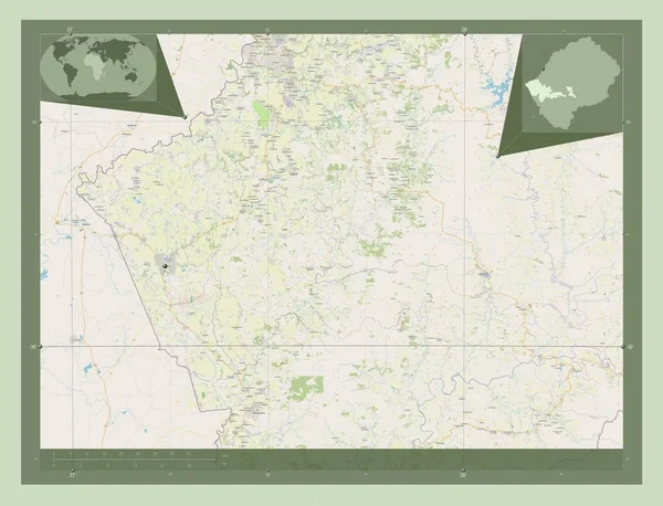 Мафетенг Район Лесото Відкрита Карта Вулиць Кутові Допоміжні Карти Місцезнаходження — стокове фото