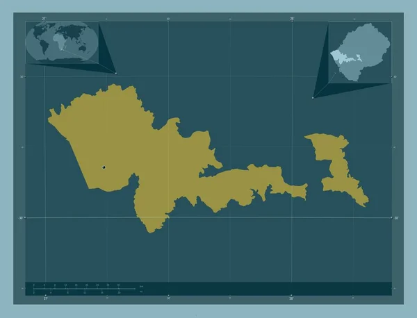 Mafeteng District Lesotho Solid Color Shape Corner Auxiliary Location Maps — Stock Photo, Image