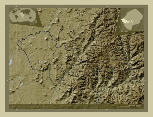 Мафетенг Район Лесото Висота Карти Забарвлена Вікі Стилі Озерами Річками — стокове фото