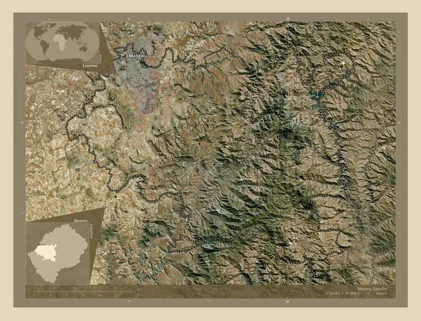 Масеру Район Лесото Спутниковая Карта Высокого Разрешения Места Названия Крупных — стоковое фото