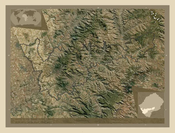 モヒールのフック レソトの地区 高解像度衛星地図 コーナー補助位置図 — ストック写真