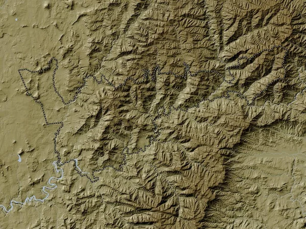 莱索托地区Mohale Hoek 带有湖泊和河流的Wiki风格的高程图 — 图库照片