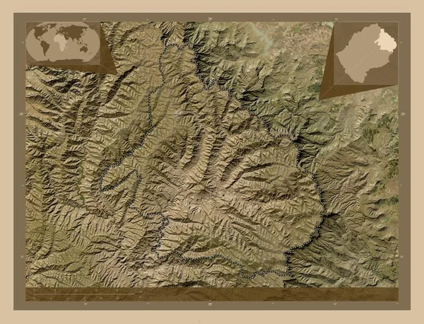 Mokhotlong Distrito Lesotho Mapa Satelital Baja Resolución Mapas Ubicación Auxiliares —  Fotos de Stock