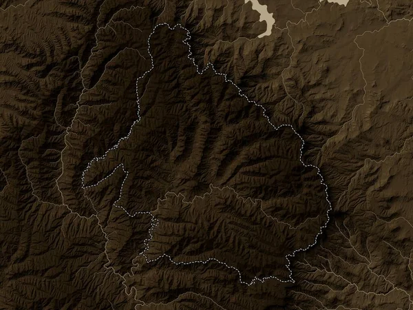 Мохотлонг Район Лесото Карта Высот Окрашенная Сепиевые Тона Озерами Реками — стоковое фото