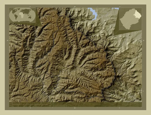 Mokhotlong Dzielnica Lesotho Mapa Wzniesień Kolorowa Stylu Wiki Jeziorami Rzekami — Zdjęcie stockowe