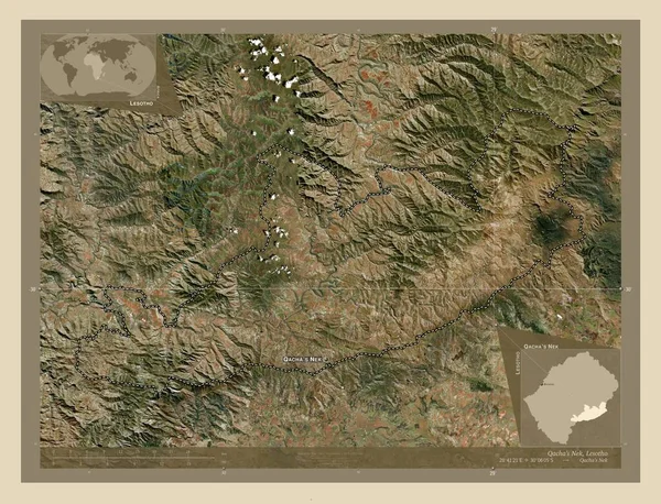 Qacha Nek Dzielnica Lesotho Mapa Satelity Wysokiej Rozdzielczości Lokalizacje Nazwy — Zdjęcie stockowe