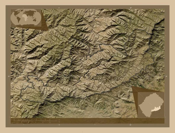 Qacha Nek Distrito Lesoto Mapa Satélite Baixa Resolução Mapa Localização — Fotografia de Stock