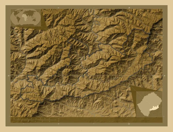 Кача Нек Район Лесото Кольорові Карти Висот Озерами Річками Розташування — стокове фото