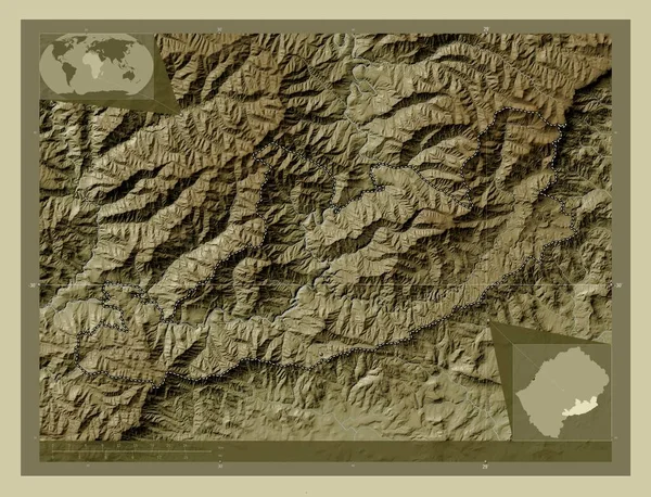 Кача Нек Район Лесото Карта Высоты Окрашенная Вики Стиле Озерами — стоковое фото