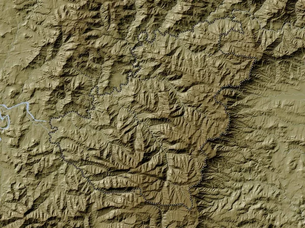 Кутинг Район Лесото Карта Высот Окрашенная Вики Стиле Озерами Реками — стоковое фото
