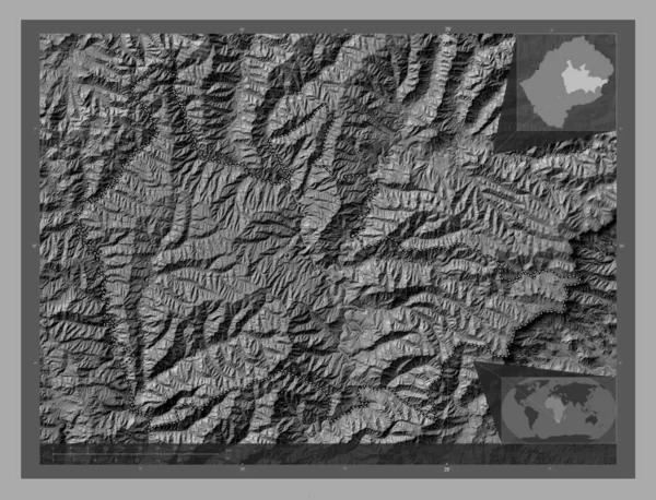 Таба Цека Район Лесото Карта Рельефа Билевела Озерами Реками Вспомогательные — стоковое фото