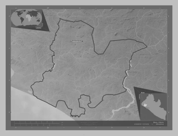 Bomi Επαρχία Λιβερίας Υψόμετρο Διαβαθμίσεων Του Γκρι Λίμνες Και Ποτάμια — Φωτογραφία Αρχείου