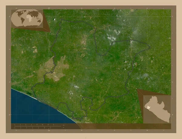 Bomi Condado Liberia Mapa Satelital Baja Resolución Mapas Ubicación Auxiliares — Foto de Stock