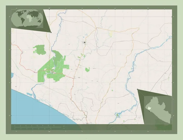 Bomi Condado Libéria Abrir Mapa Rua Locais Das Principais Cidades — Fotografia de Stock