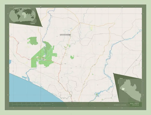 Bomi Condado Liberia Open Street Map Ubicaciones Nombres Las Principales —  Fotos de Stock