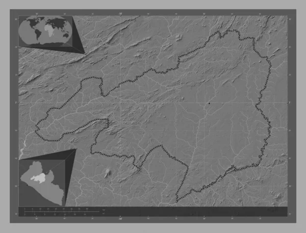 Bong Okres Libérie Mapa Nadmořské Výšky Jezery Řekami Pomocné Mapy — Stock fotografie