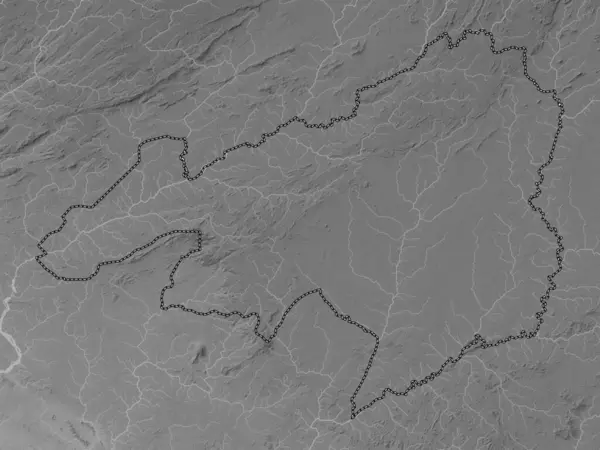 リベリアのボン郡 湖や川とグレースケール標高マップ — ストック写真