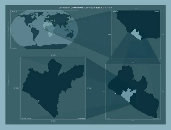 Grand Bassa Condado Liberia Diagrama Que Muestra Ubicación Región Mapas — Foto de Stock