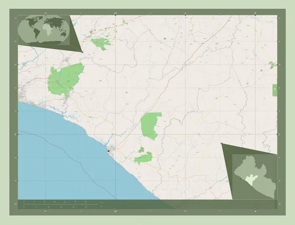 Grand Bassa Condado Libéria Abrir Mapa Rua Mapa Localização Auxiliar — Fotografia de Stock