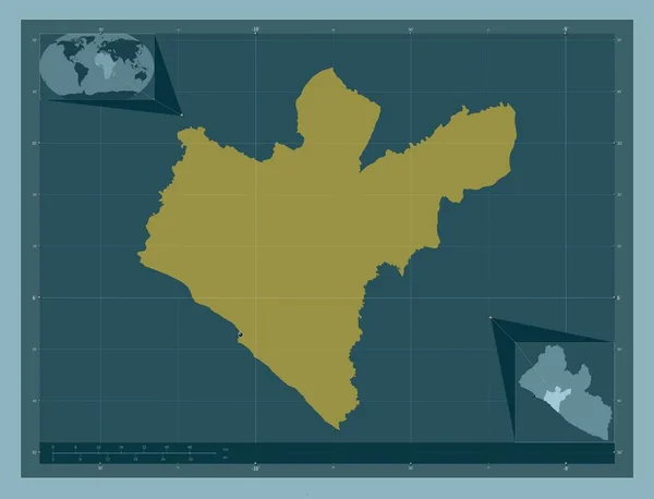 利比里亚大巴萨州 固体的颜色形状 角辅助位置图 — 图库照片