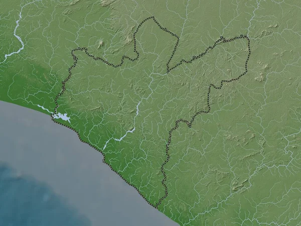 Grand Bassa Condado Liberia Mapa Elevación Coloreado Estilo Wiki Con — Foto de Stock